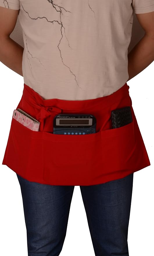 Resist water 3 big Pockets Waist Server Apron Kitchen Restaurant Unisex Half - Image 2