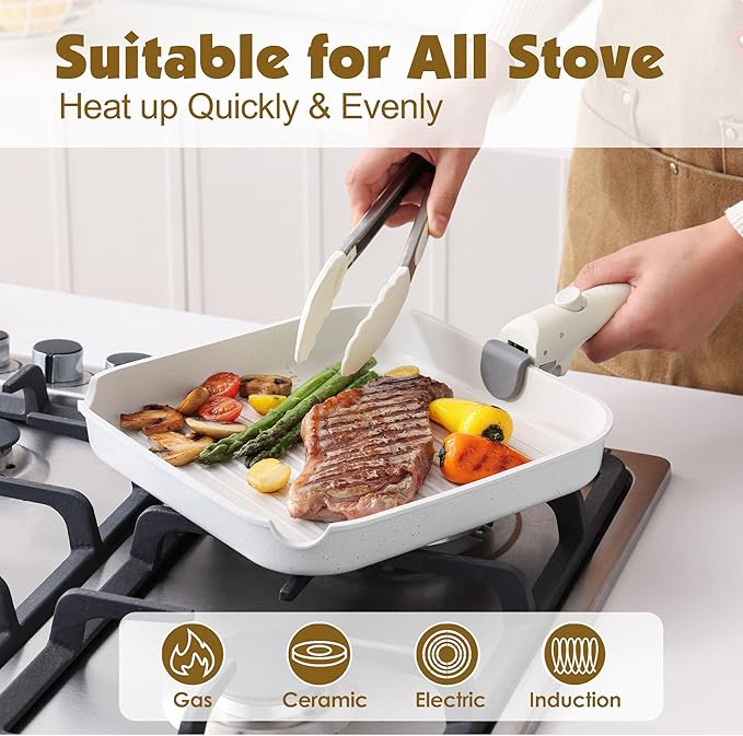 SENSARTE 17 Piece Pots and Pans Set, Nonstick Detachable Handle Cookware Set - Image 6