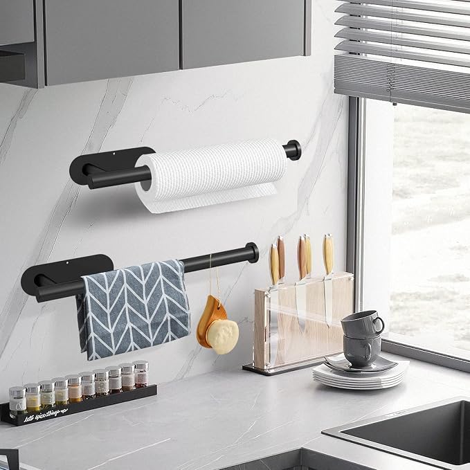 DEKAVA Under Cabinet Wall Mount Paper Towel Holder, Self-Adhesive Bar, - Image 2