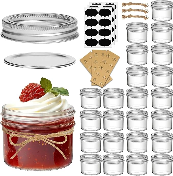 ComSaf Small Regular Mouth Mason Jars Bulk 4oz 24PCS Mini Mason Containers by ComSaf