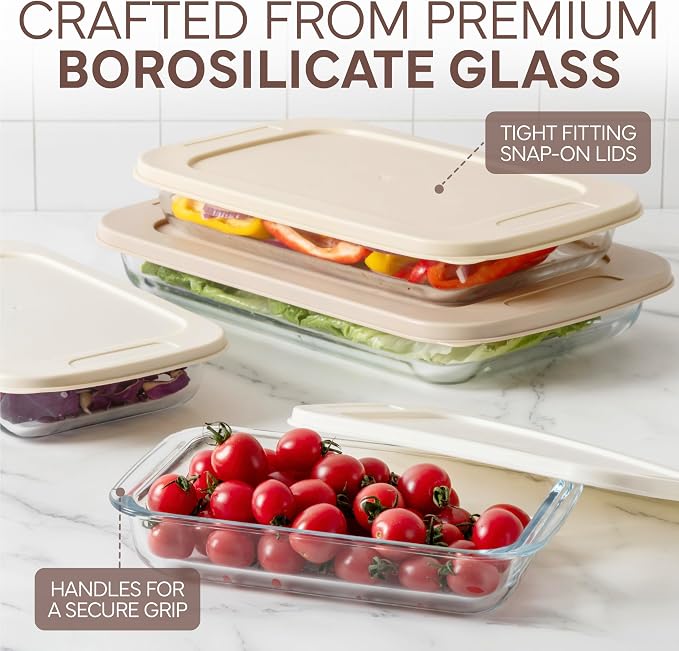 COOK WITH COLOR 8 PC. Glass Baking Dish Set with Lids - Image 5