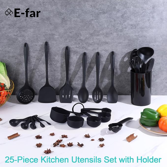 E-far Silicone Cooking Utensils Set, 25 Piece Kitchen Utensils - Image 5