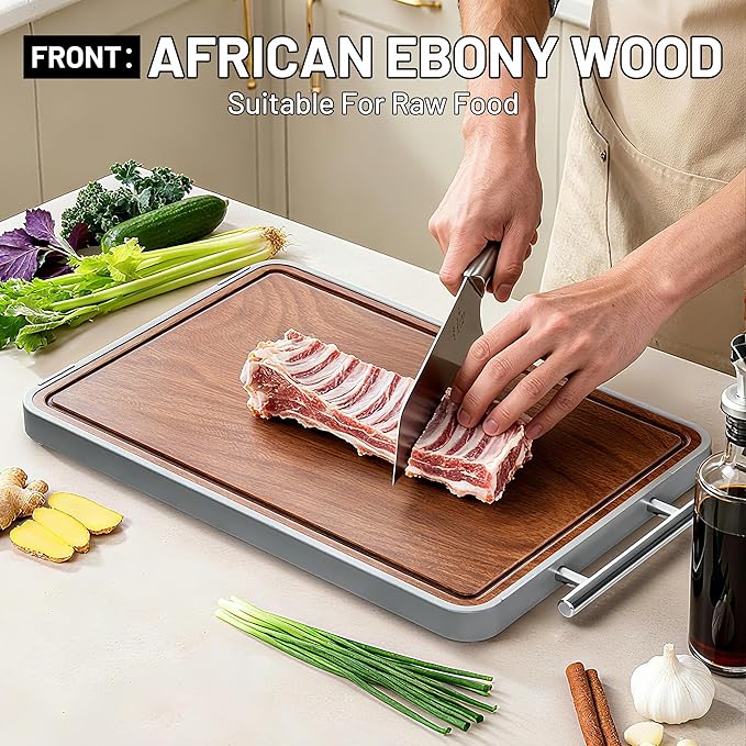 Titanium Cutting Boards For Kitchen, Ebony Wood Cutting Board, Double Sided - Image 2