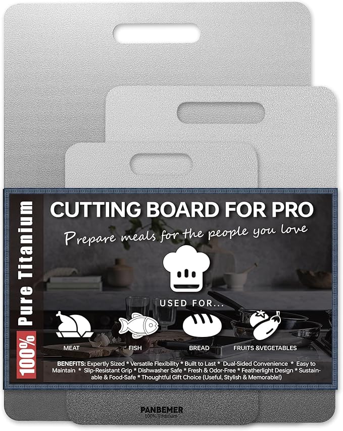 Titanium Cutting Boards for Kitchen, Dishwasher Safe by Panbemer