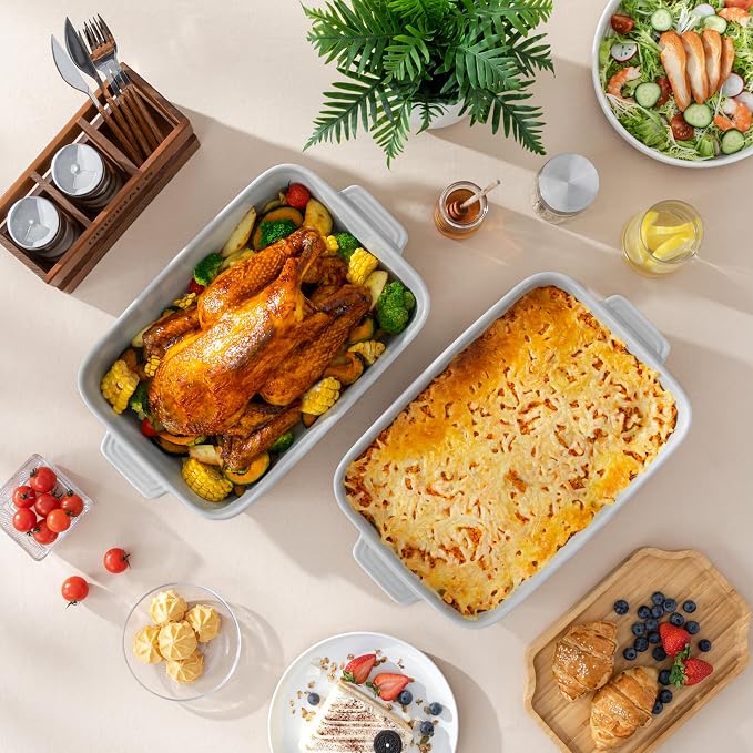 MALACASA Lasagne Dishes for Oven, 4.8 Qt Ceramic Oven Dish - Image 7