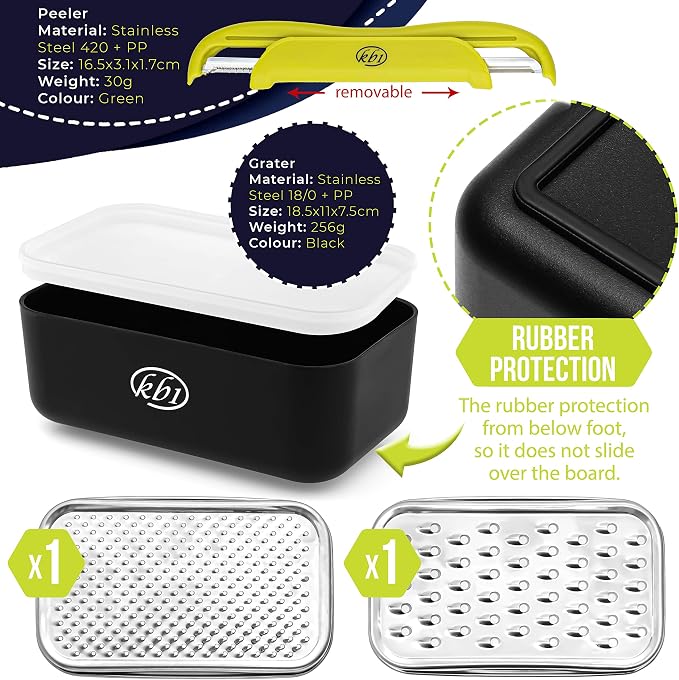 Cheese Grater with Container and Lid & Peeler Set - Image 2
