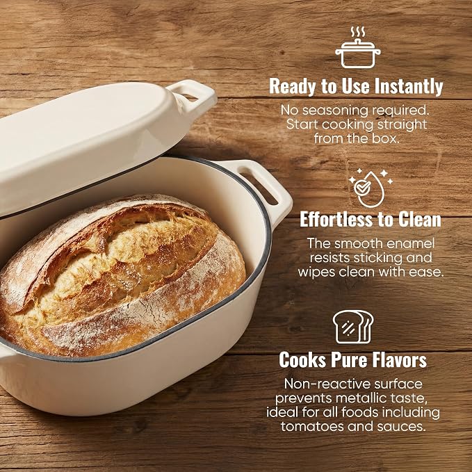 Dutch Oven for Bread Baking, 3.4 QT Bread Dutch Oven for Sourdough, Enamelled - Image 5