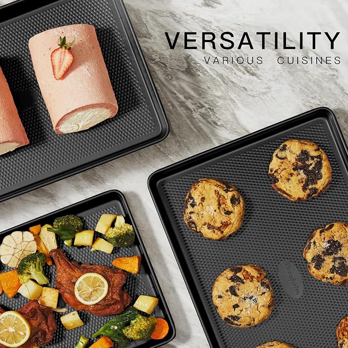 HONGBAKE 2 Pack Jelly Roll Pan Set 15x10, Cookie Sheets - Image 4
