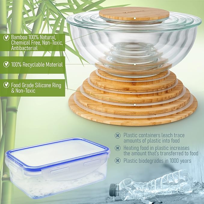 Stackable Space-Saving Set of 5 Nesting Glass Bowls - Image 5