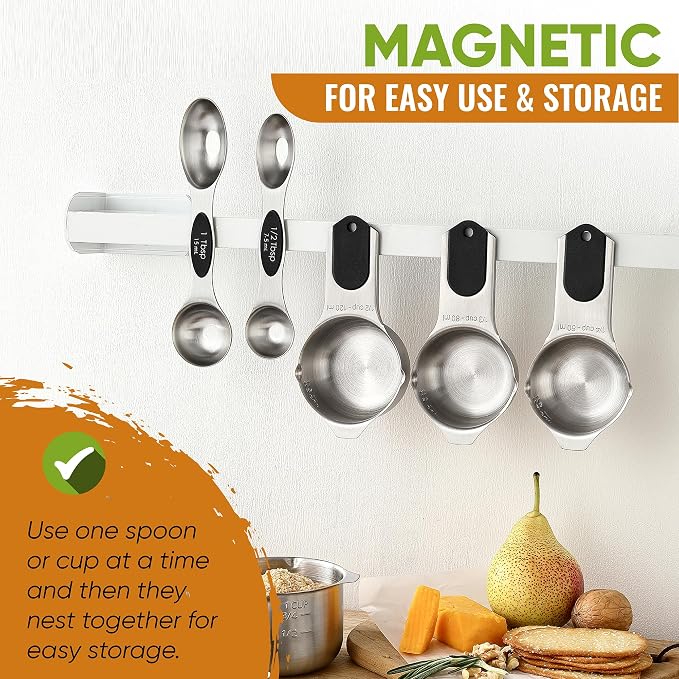 Spring Chef Magnetic Measuring Cups & Spoons Set, Strong N45 Magnets, Heavy - Image 4