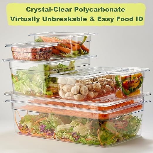 CURTA 6-Pack 1/6 Size 4" Deep NSF Polycarbonate Food Pans | Dishwasher & - Image 6