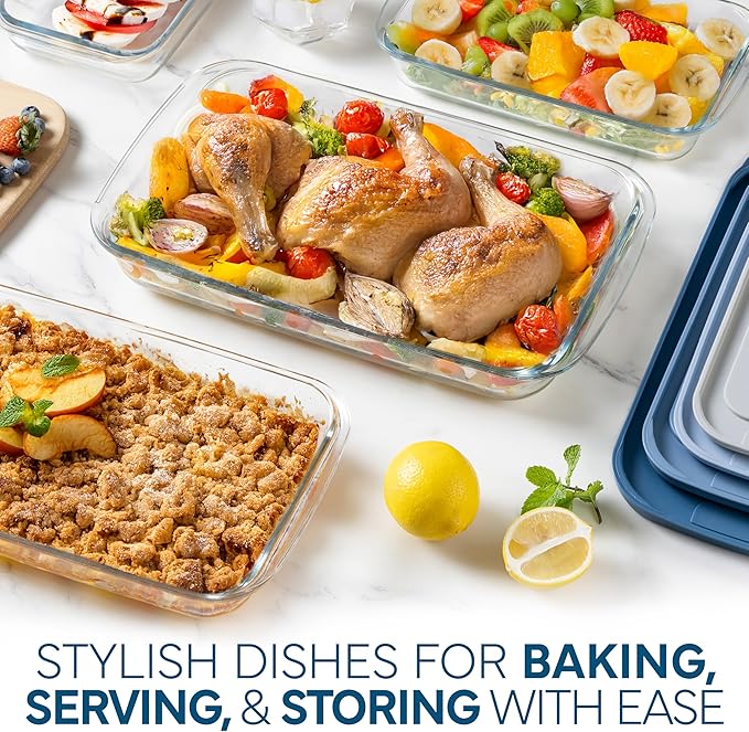 COOK WITH COLOR 8-Piece Deep Glass Baking Dish Set with Plastic Lids – - Image 2