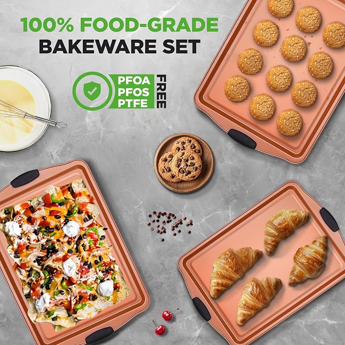 NutriChef 3 Piece Cookie Sheets - Image 5