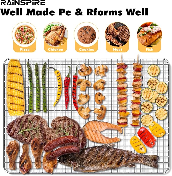 Oven-Safe Dishwasher-Safe 100% 304 Stainless Steel Cooling Rack 10" x 15" Heavy - Image 6