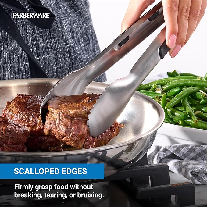 Farberware Stainless Steel Kitchen Tongs 12 Inch Locking Heat Resistant - Image 4