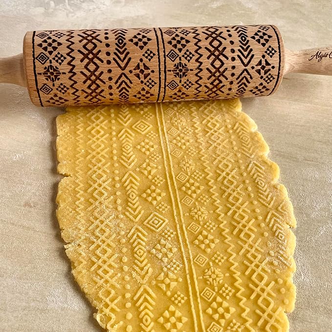 AZTEC Embossed Rolling Pin for Ceramic. Clay Roller and Ceramic Stamp for - Image 2