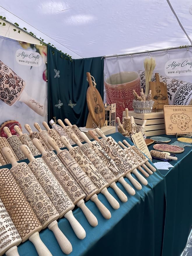 MOSS ROSE Embossed Rolling Pin for Ceramic. Clay Roller and Ceramic Stamp for - Image 7