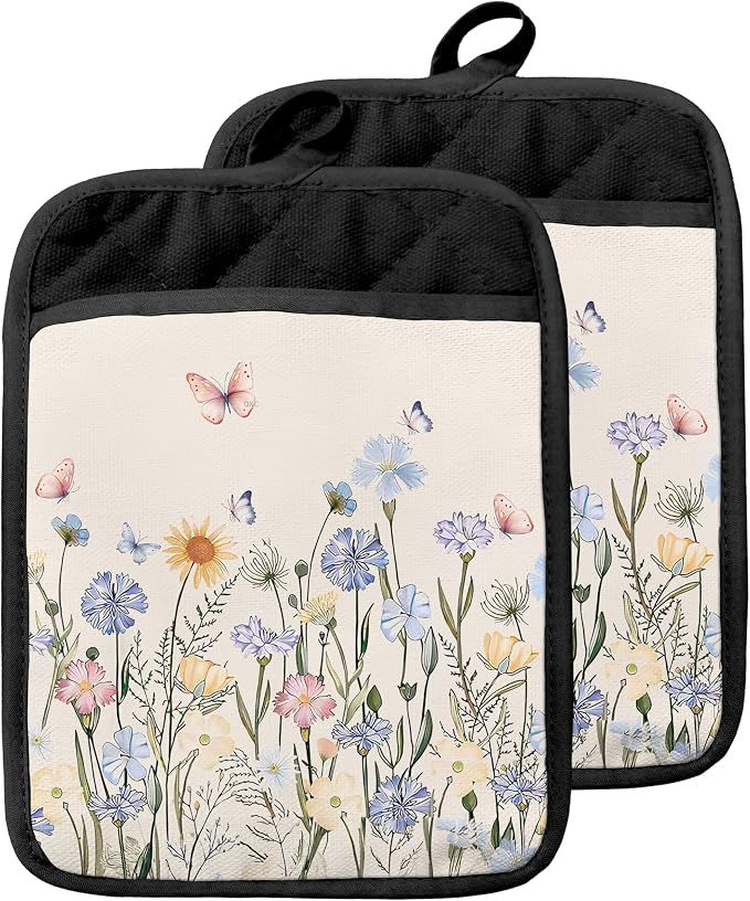 Butterfly Floral Pot Holders by Unknown