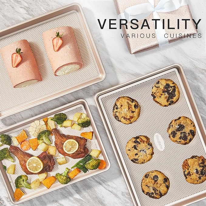 HONGBAKE Baking Sheet Pan Set of 3, Cookie Sheets - Image 4