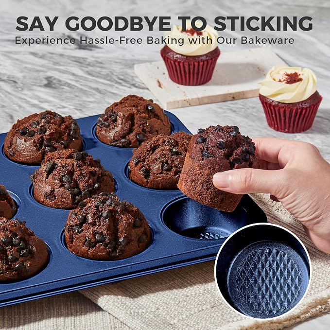 HONGBAKE 9-Piece Baking Pans Set Nonstick, Stackable Non Toxic Bakeware Sets - Image 7