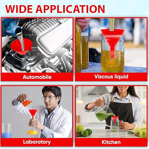 Funnel for Kitchen Use – Red Set in 4 Sizes | Durable, Non-Toxic Food Grade - Image 5
