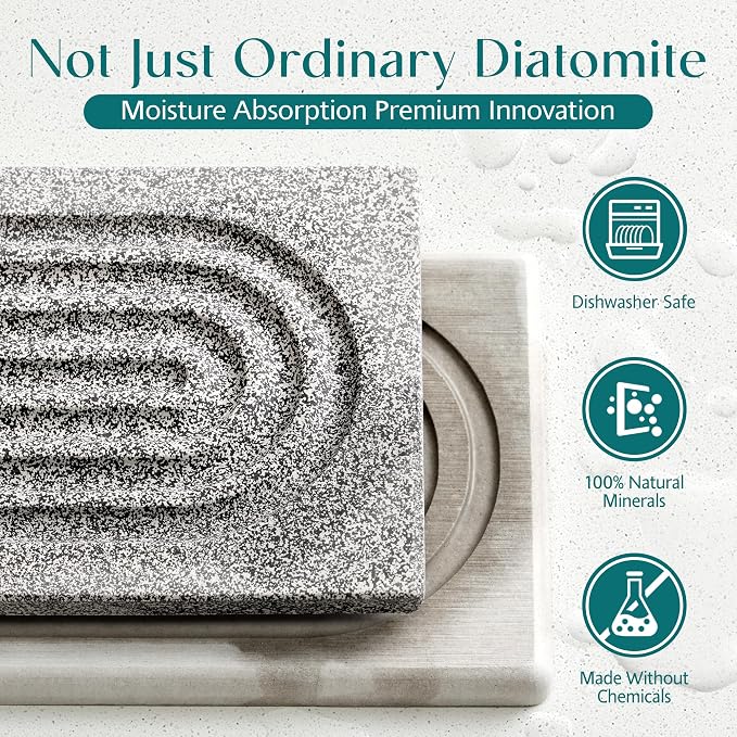 Stone Kitchen Sink Faucet Mat, Premium Upgraded Diatomite Drying Stone Mat & - Image 2