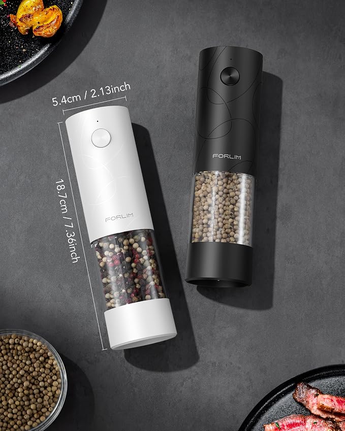 FORLIM Electric Salt and Pepper Grinder Set, USB Rechargeable, Automatic Salt - Image 8