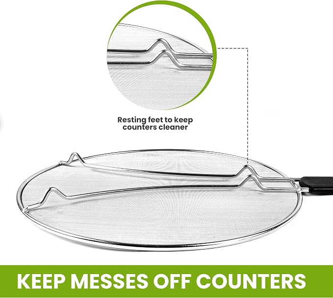 13" Grease Splatter Screen for Cooking | Stainless Steel Oil Splatter Guard and - Image 5