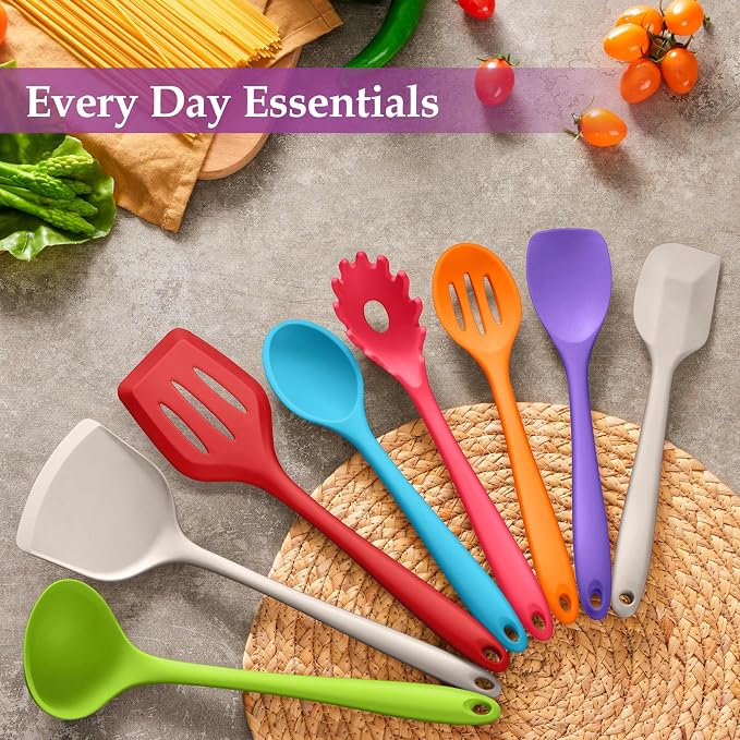 LIANYU 8Pcs Kitchen Cooking Utensils Set, Silicone Utensils Spatula Set - Image 3