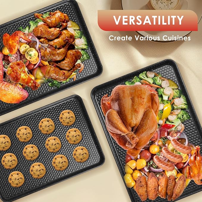 Baking Sheet Pan Set of 3, Nonstick Carbon Steel Cookie Sheets - Image 4