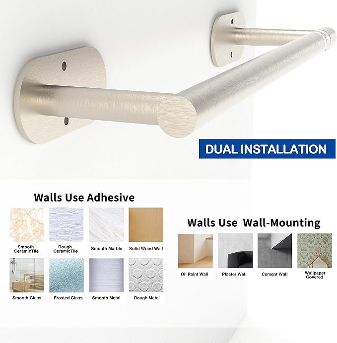 RUACQ Paper Towel Holder Under Cabinet, Wall Mounted or Adhesive Stainless - Image 4