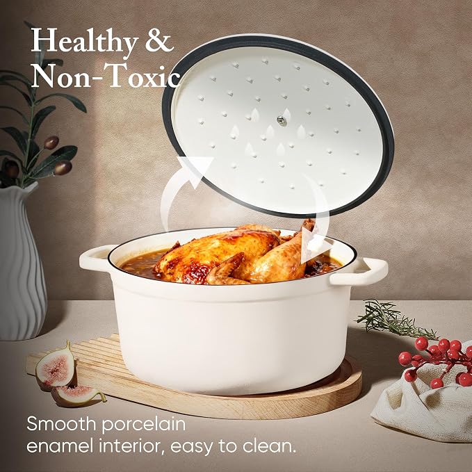 CAROTE 7QT Enameled Cast Iron Dutch Oven Pot - Image 4