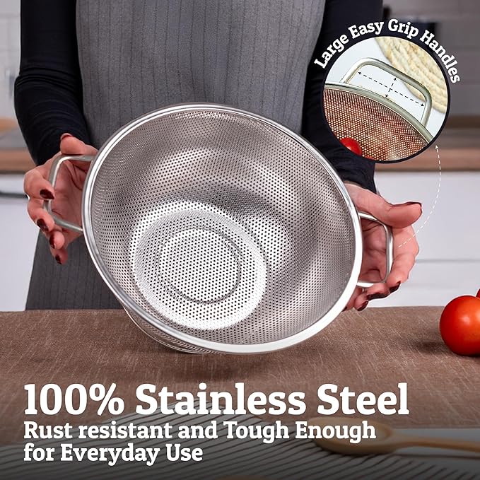 PriorityChef Premium 5Qrt Stainless Steel Colander - Image 5