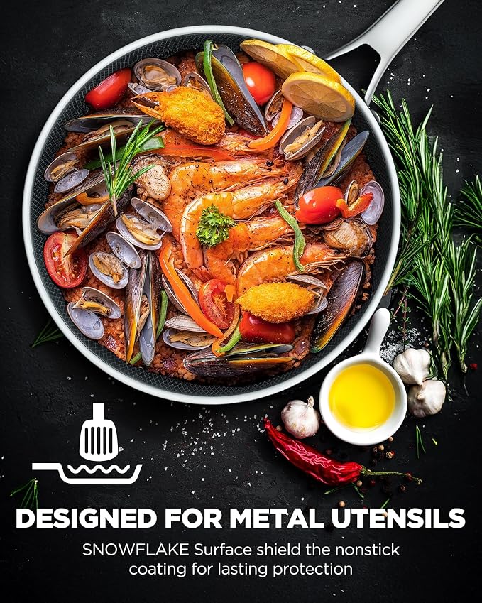Non Stick Frying Pans with 2 Lids, 8+10+12 inch, Hybrid Frying Pans Set Nonstick - Image 4