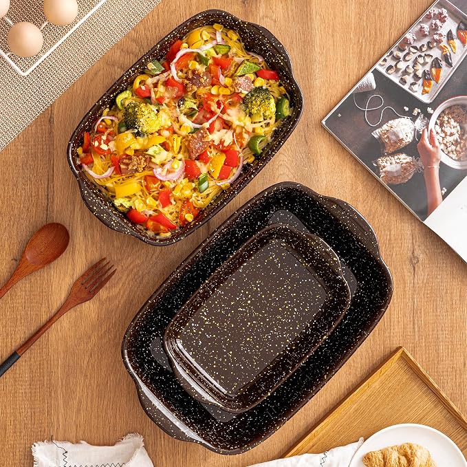 3-Pack Deep Rectangular Ceramic Baking Dishes, Heavy-Duty Oven-Safe Stoneware - Image 8