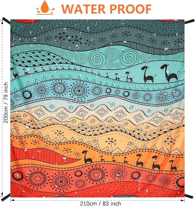 WIWIGO Beach Blanket Waterproof Sandproof Beach Mat 79" X 83"/10'x9'for 2-8 - Image 2