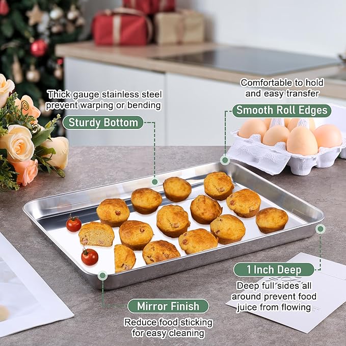 Homikit Quarter Sheet Pan with Wire Rack Set, Stainless Steel Baking Tray with - Image 5