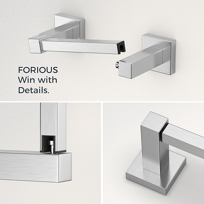 FORIOUS Toilet Paper Holder and Hand Towel Ring Set, SUS 304 Stainless Steel - Image 4