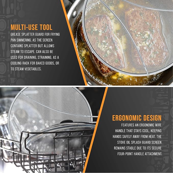 U.S. Kitchen Supply Set of 3 Stainless Steel Splatter Screen - Image 5
