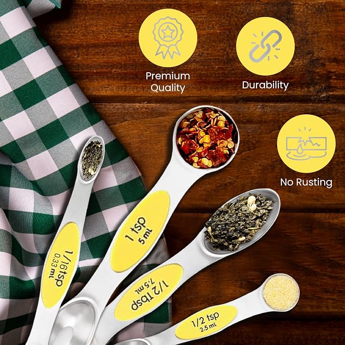 Magnetic Measuring Spoons Set of 9 Stainless Steel Dual-Sided Stackable - Image 3