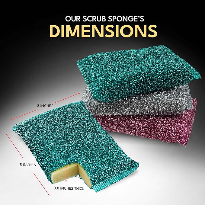 Dish Sponges for Kitchen Non-Scratch Scrub Sponges for Dishes, Stainless Steel - Image 4