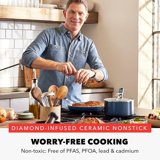 GreenPan x Bobby Flay 13 Piece Nonstick Cookware Pots and Pans Set, PFAS-Free - Image 2