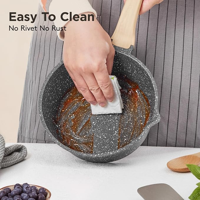 Sauce Pan Set with Lids, Nonstick Small Cooking Pots 1.5Qt&3Qt, Lightweight Non - Image 5