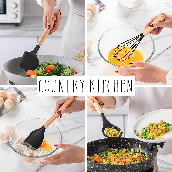 Country Kitchen Non Stick Silicone Utensil Set - Image 3