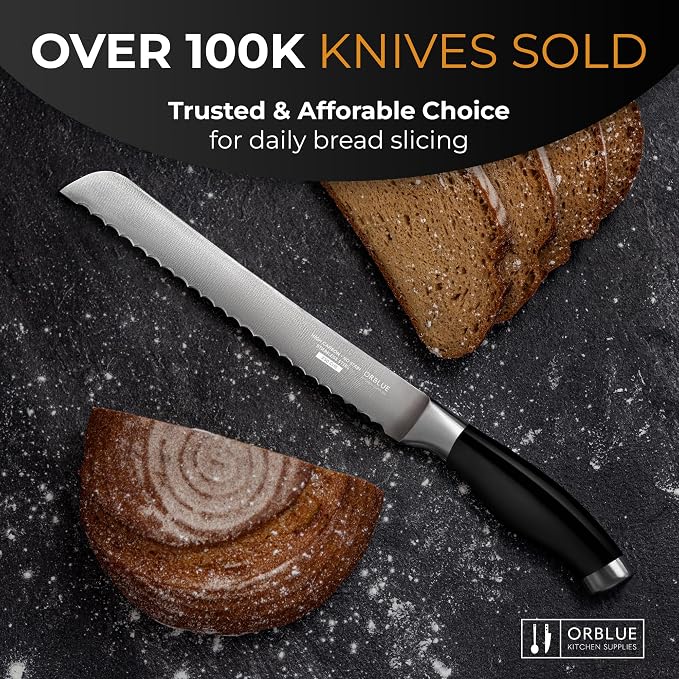 Orblue Serrated Bread Knife Ultra-Sharp Stainless Steel Professional Grade - Image 7