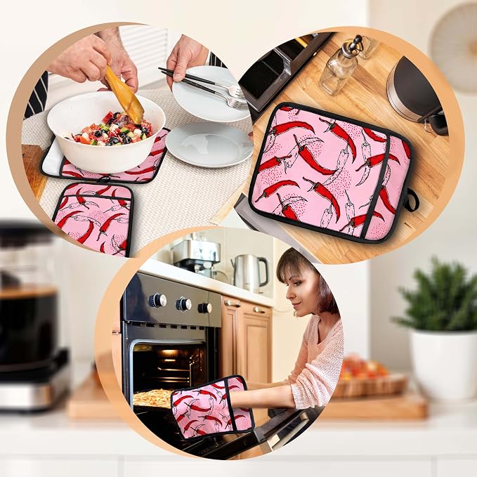 Pink Pepper Kitchen Pot Holders - Image 6