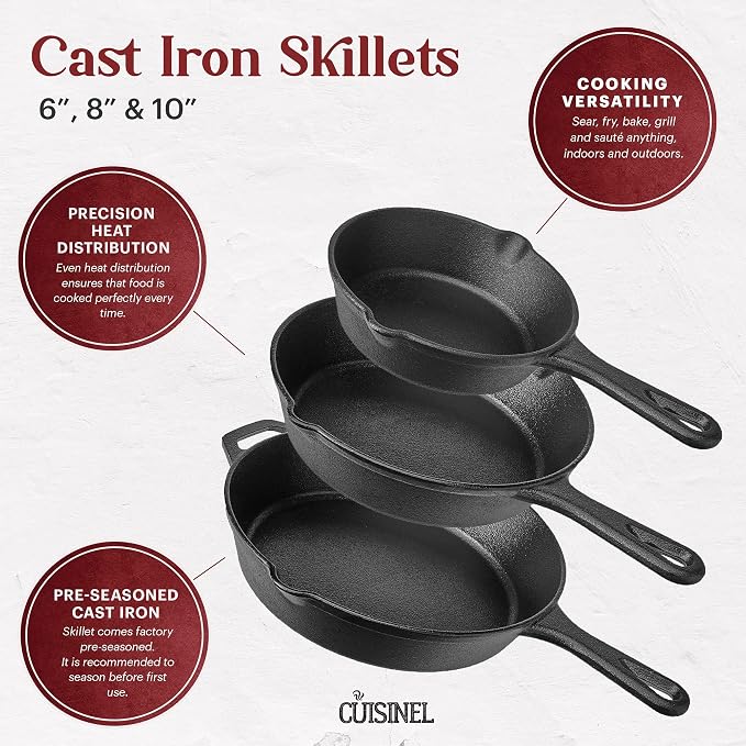 Cuisinel Cast Iron Skillet Set - Image 2