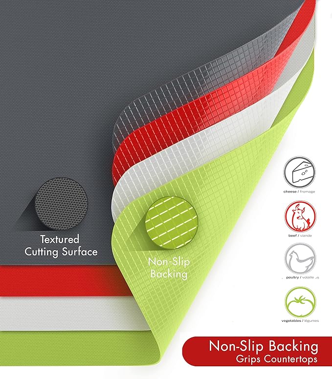 Dexas Heavy Duty Grippmat Flexible Cutting Board Set of Four, 8 by 11 inches - Image 2