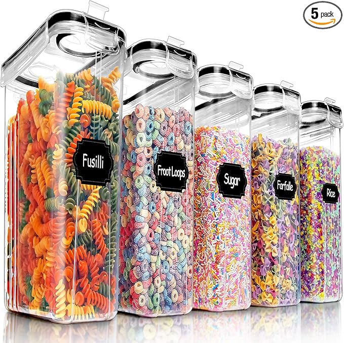 PRAKI 5PCS Cereal Containers Storage Set, BPA Free Airtight Food Storage by PRAKI