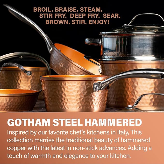Gotham Steel 10 Inch Hammered Non Stick Frying Pans, Nonstick Frying Pan - Image 2